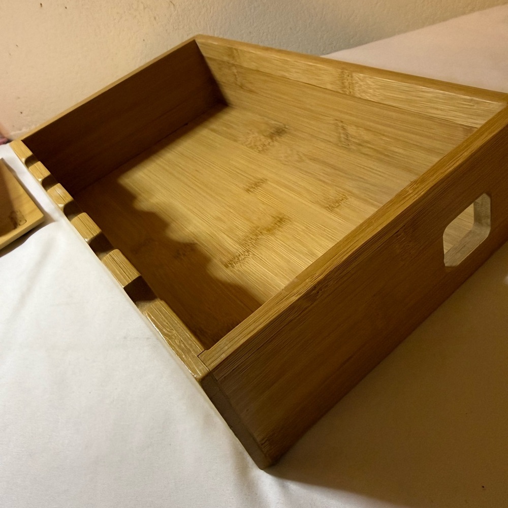 Natural Bamboo Desk Organizer - 5-Slot File & Tablet Holder - Picture 3 of 3